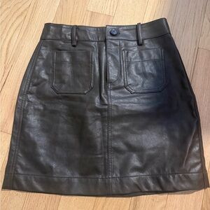 LOFT Brown Faux Leather Mini Skirt